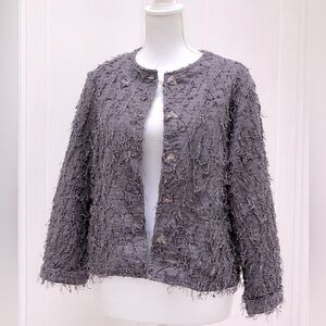 Kindred Spirit Womens L Purple Textured Cotton Jacket Indie Sleaze Y2K Blazer